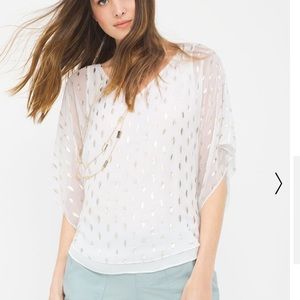 White House Black Market Foil Print Blouse